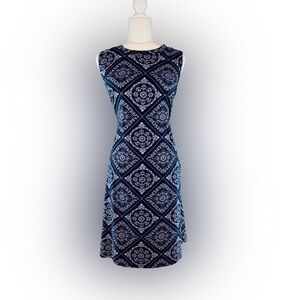 Fortune + Ivy Navy Paisley Sleeveless Dress Women’s 2X Stretch Knee Length
